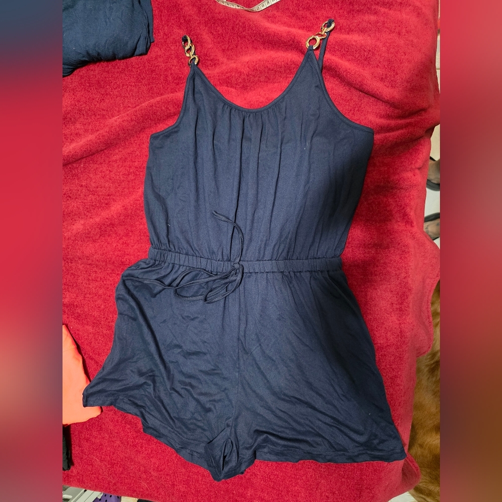 Navy Blue Sleeveless Romper